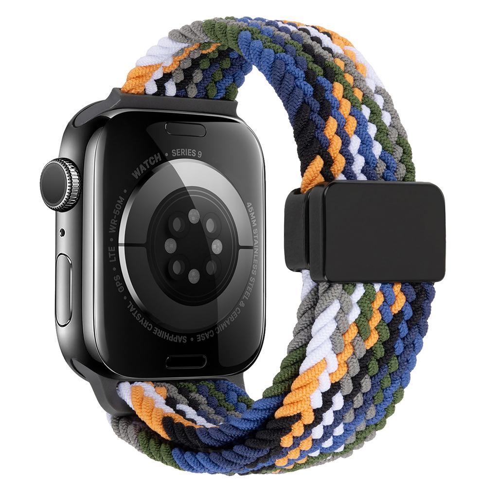 Ремешок для Apple Watch Series 10 Ultra 9 8 7 SE 6 5 4 3 2 1 46 мм 49 мм 45 мм 44 мм 42 мм, нейлоновый регулируемый ремешок с магнитной застежкой