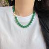Ожерелье из крупнозернистого императорского зеленого льдисто-прозрачного натурального халцедона агата 10 мм, цепочка для ключицы