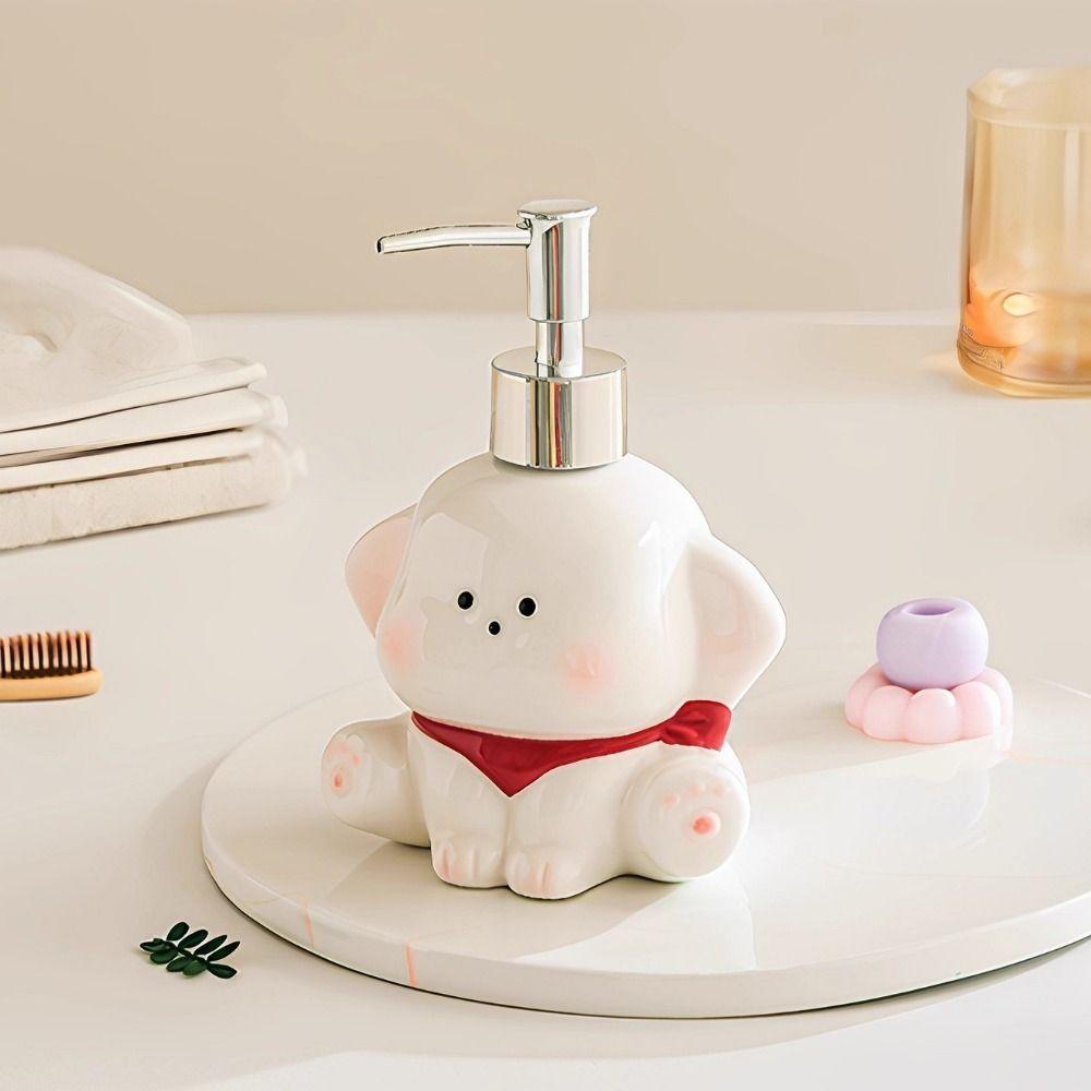 Ceramic Liquid Soap Dispenser Press Pump Shampoo Bottle Creative Dog Shape Lotion Bottle  Bathroom