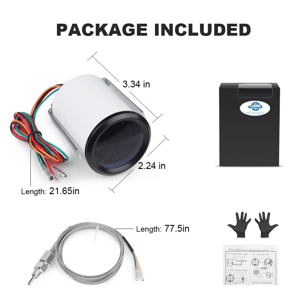 12V 52mm Universal Car Exhaust Gas Temp Gauge Meter EGT Temperature Meter With Electronic Sensor For Car Truck Vehicle