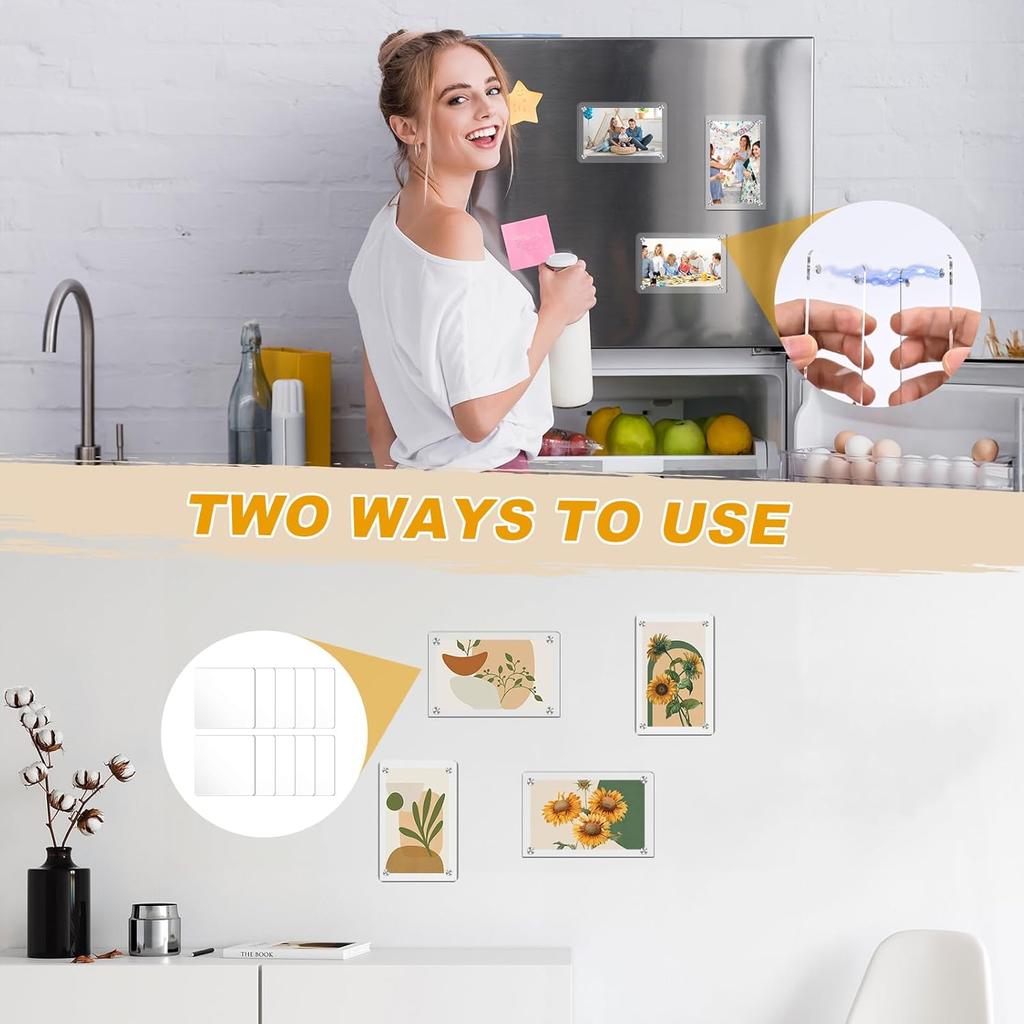 Magnetic Picture Frame for Fujifilm Instax Mini Camera, Acrylic Polaroid Magnet Picture Frame for Refrigerator and Wall, 2.36x3.54 Inch Double Sided