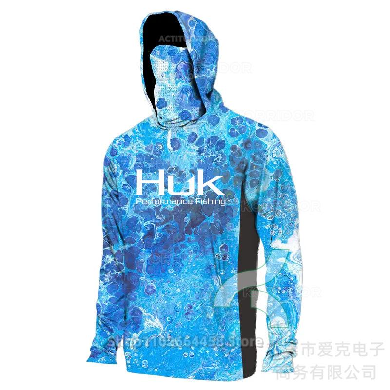Рыболовный костюм HUK мужская толстовка летняя защита от солнца с длинным рукавом рыболовная футболка с маской для активного отдыха рыболовная рубашка