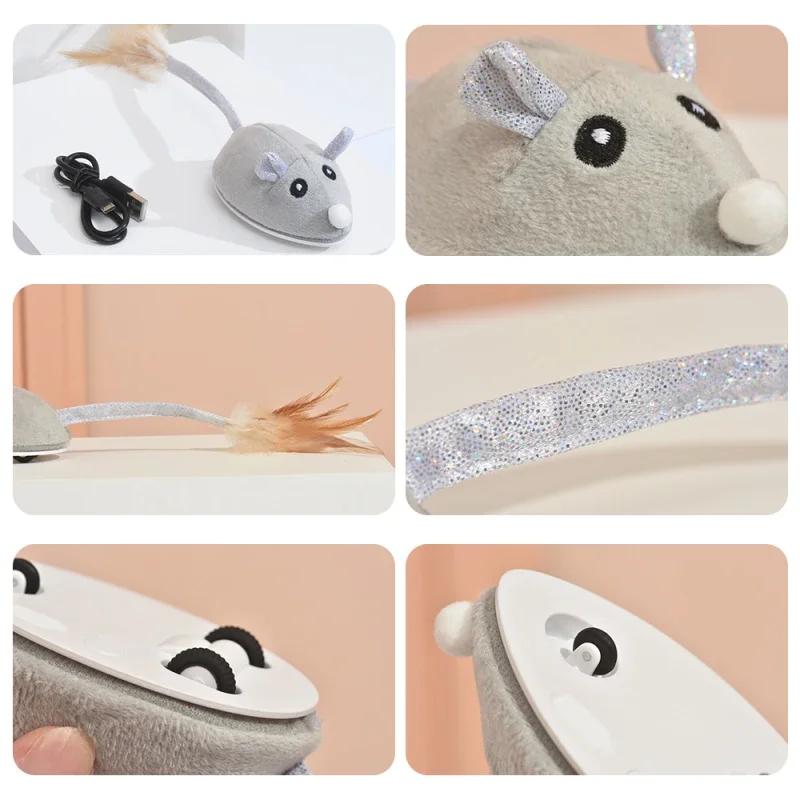 Interactive Kitten Mice Toys Smart Sensing Mouse Electric Stuffed Toy Cute Cat Teaser Self-Playing USB Charging Pet Cat Supplies