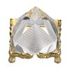 4cm Pyramid Prism Meditation Crystal Carved Pyramid Ornament with Gold Stand for Home Office Art