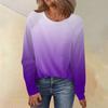 Women's Round Neck Gradient Printed Raglan Sleeve Long Sleeve Versatile Loose Top