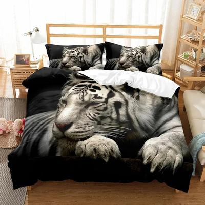 Комплект постельного белья Animal White Tiger с изображением пейзажа, одеяло с 3D-принтом, роскошный комплект пододеяльников для домашнего текстиля, декор, полный размер Queen King Single Size
