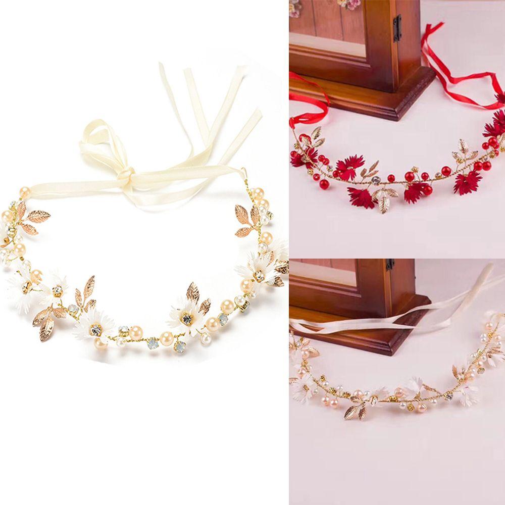 Elegant Floral Hair Accessories Bride Flower Hairband Crystal Daisy Headwear Crown Headband