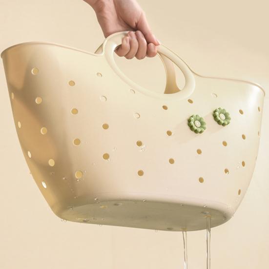 Ручная корзина Портативная сумка-органайзер для душа в ванной комнате с ручками Полая корзина для хранения Сумка для дома Спальни Общежития