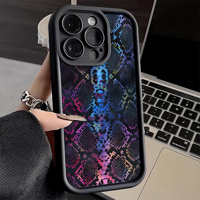 Чехол для телефона iPhone 17 Air 16E 15 16 Pro Max Модный чехол с узором под змеиную кожу 14 Plus 13 12 Mini Мягкий силиконовый чехол Fundas