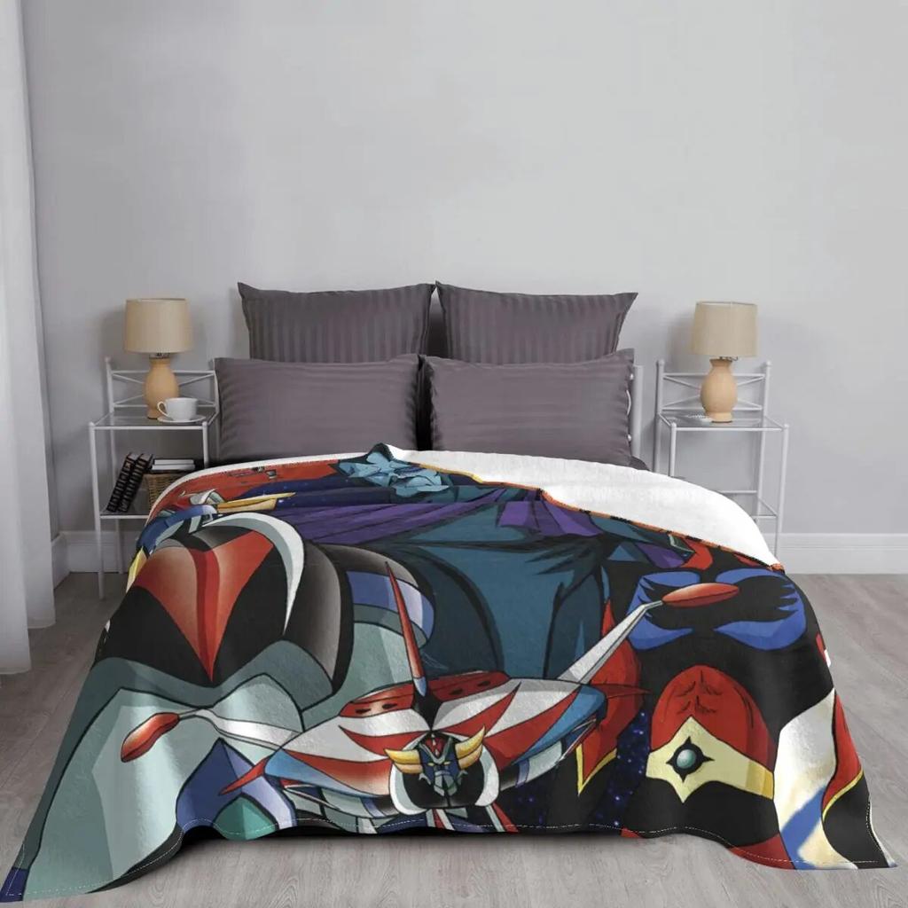 Mazinger Z Anime Goldorak Actarus Fleece Throw Blanket UFO Robot Grendizer Blanket for Bedding Office Lightweight Thin Bedspread
