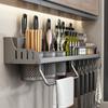 Кухонная полка для хранения без перфорации, многофункциональный бытовой крючок, настенные подвесные палочки для приправ, полка для ножей, принадлежности, подвесная стойка