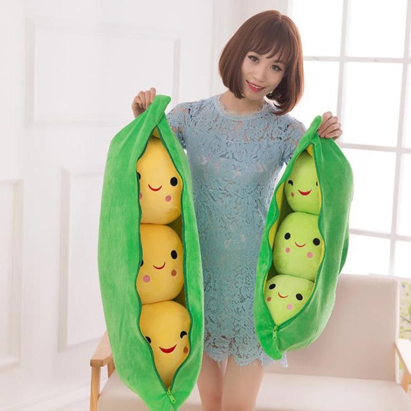 25Cm Cute Children's Baby Plush Peas Filled Plant Doll Toy Children Kawaii Quality Pea-Shaped Pillow Toy Boy Girl Gift