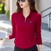 Хлопковая водолазка, весенняя женская футболка в корейском стиле с длинными рукавами, женские повседневные топы на пуговицах, однотонная женская майка