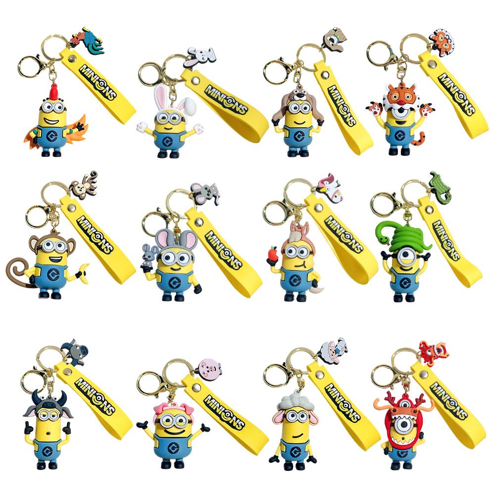 Kawai Zodiac Series Minions Figurines Toys Keychain 3D Despicable Minions Action Figures Classic Toys Xmas Gifts for Children