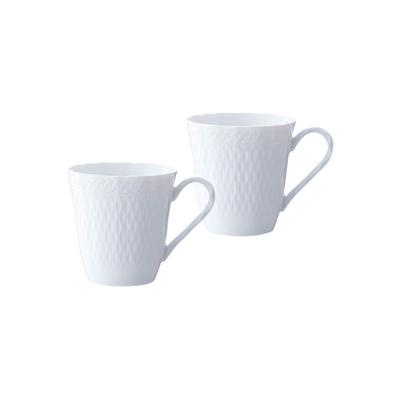 Кружка Noritake Noritake 300 куб. см Cher Blanc, подходит для использования в микроволновой печи, можно мыть в посудомоечной машине, 2 шт., тонкий фарфор (Парный набор) (Премиум Белый) Р94855/1655
