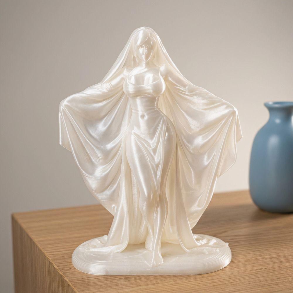 Decorations Desktop Ornaments 3D Printed Cloak Woman Statue Unique Deity Sculpture Halloween Decor