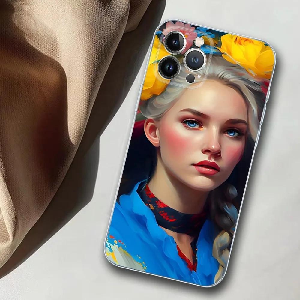 Чехол для мобильного телефона iPhone15, чехол для мобильного телефона Ukrainian Girl, окрашенный чехол с защитой от падений, чехол для мобильного телефона с защитой от падений.