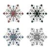 Sparkling Snowflake Badge Pin With Alloy Detail, Secure Clasp Rhinestones Brooch For Coat Scarf Elegant Accessories