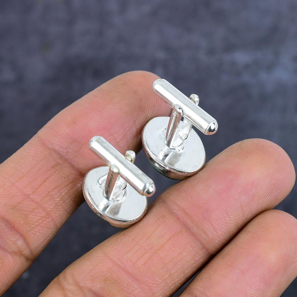 Запонки ручной работы из серебра 925 пробы с медно-фиолетовым бирюзовым драгоценным камнем e5z50