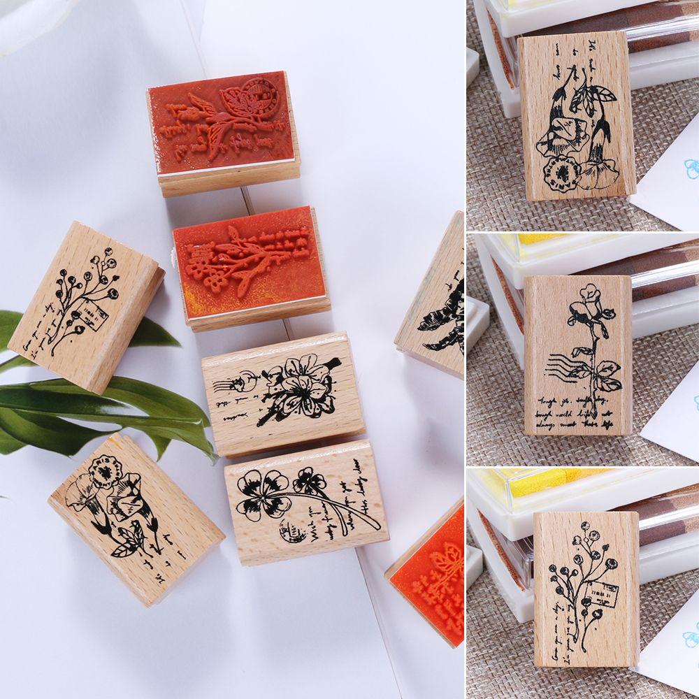 For Letters Diary Craft Grass Plants Wooden Rubber Stamps Vintage Craft Scrapbooking DIY