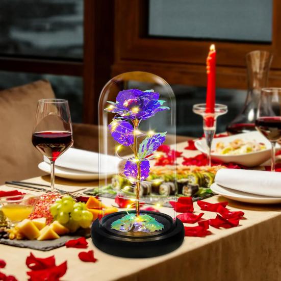 Вечная роза в куполе со светодиодной подсветкой Романтическая светящаяся искусственная роза Подарок для жены, девушки, бабушки на годовщину, день рождения, День святого Валентина, праздник