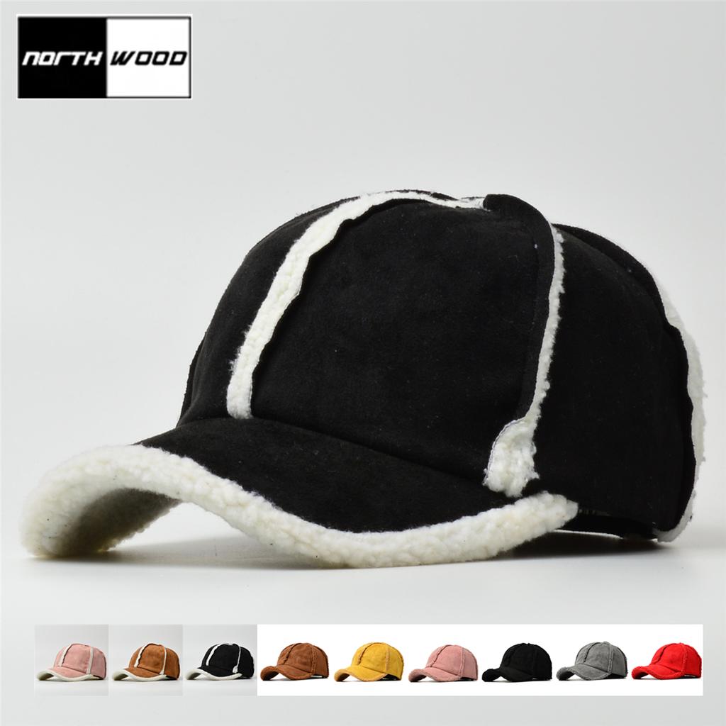 NORTWOOD 2 Styles Winter Suede Velvet Baseball Cap with Hot Thickened Warm Baseball Caps for Men Women Winter Warm Trucker Hats