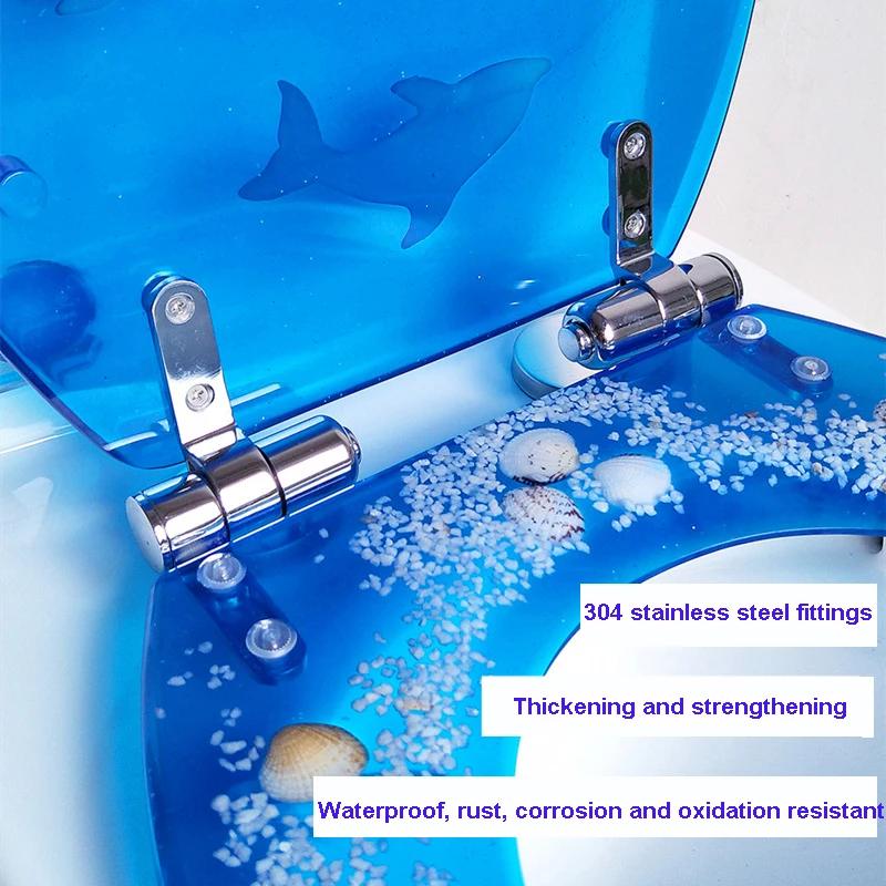 Красивая крышка для унитаза из смолы, нержавеющая сталь, плавное закрывание, бесшумная, утолщенная, универсальная крышка для унитаза U/V/O