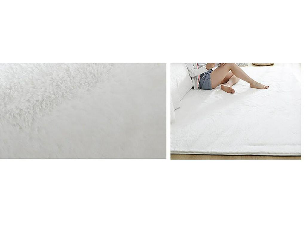 Плюшевый ковер из искусственного кроличьего меха для гостиной, спальни или эркерного окна – машинная стирка, толстый и с полным покрытием.