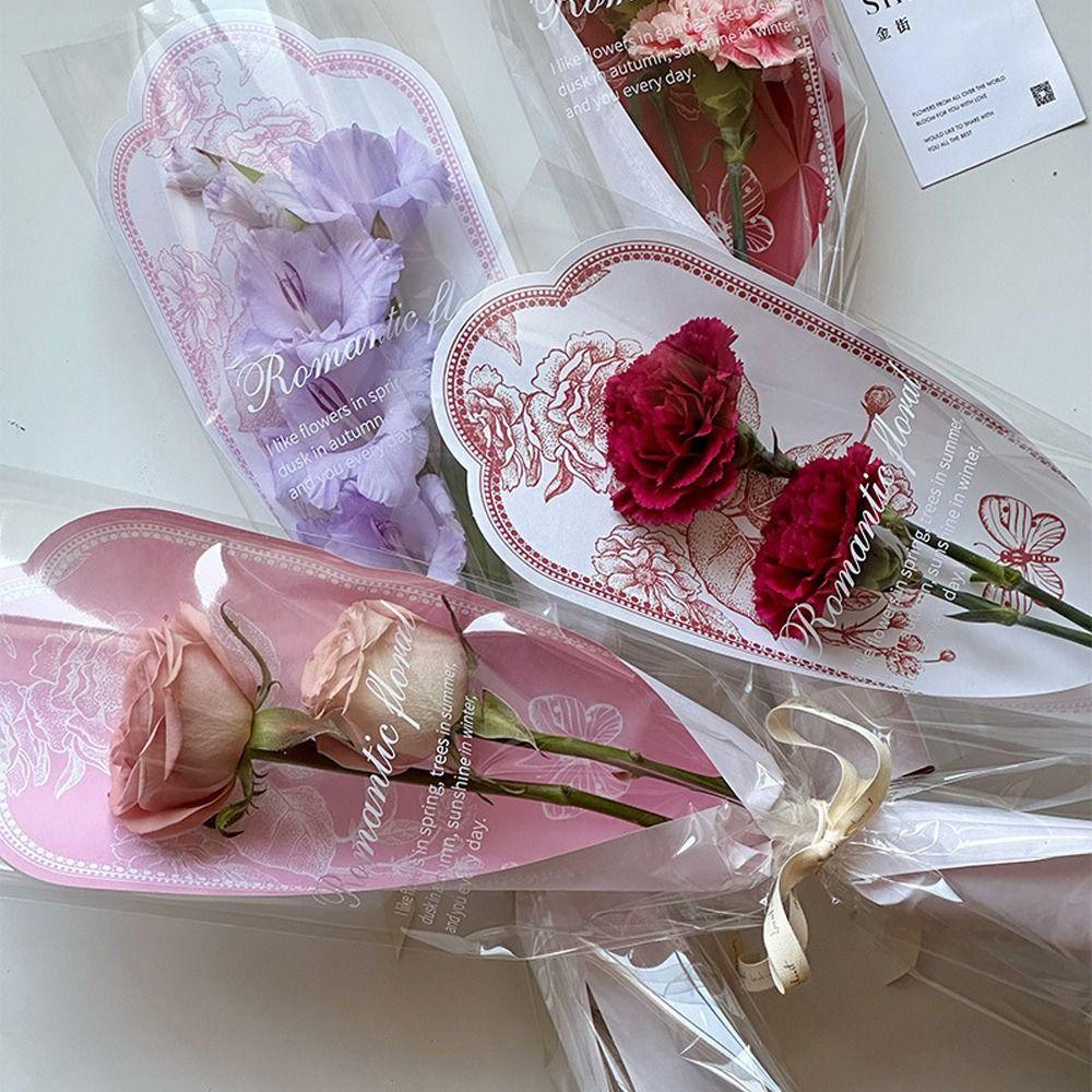 10pcs Transparent Flower Packaging Bags Romantic Flower Arrangement Bags  Flowers Wrapping Gift