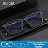 ALICIA Мужская мода Миопия Гиперметропия Астигматизм Оптические рецептурные оправы Сверхлегкая оправа из чистого титана TR90 Квадратная
