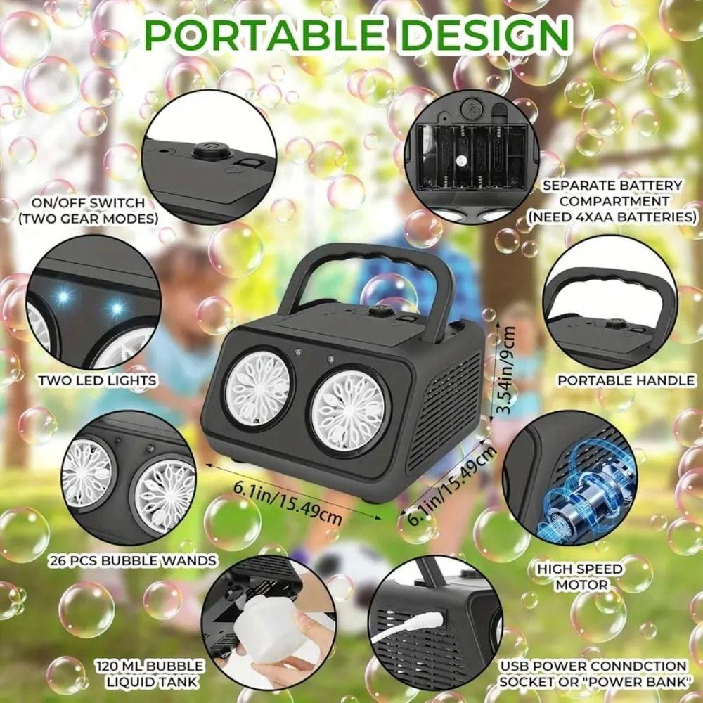 С 2 вентиляторами Электрическая игрушка для выдувания пузырей 26 отверстий Модернизированная машина для выдувания пузырей Уличная игрушка