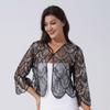 Womens Hollow Lace Cardigan Lightweight Long Sleeve Sequin Bolero Shrug Loose Casual Shawl Tops