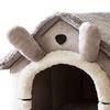 Small Dog House Warm Detachable Washable Triangular Roof Furry Indoor Sleeping Bed for Cat Pets