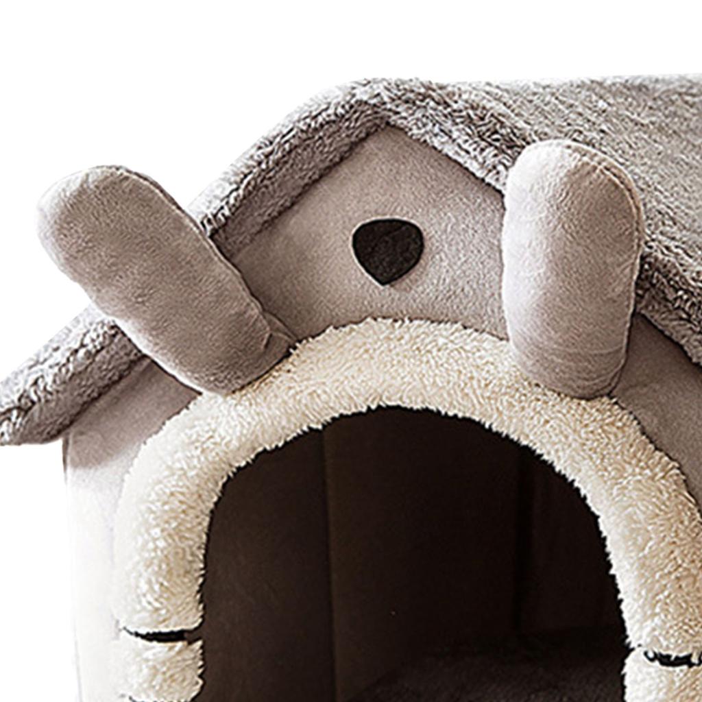 Small Dog House Warm Detachable Washable Triangular Roof Furry Indoor Sleeping Bed for Cat Pets