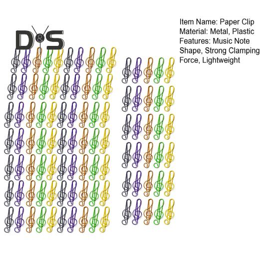 100Pcs Music Note Paper Clips Treble Clef Design Strong Clamping Force Music Page Holders Office School Supplies