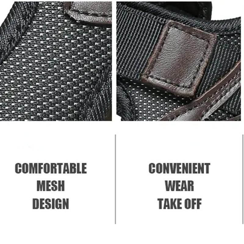 Мужские кожаные сандалии на липучке, пляжная обувь