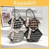 Elegant Checkered Colorblock Pu Tote Bag For Women Stylish Large Capacity For Daily Use