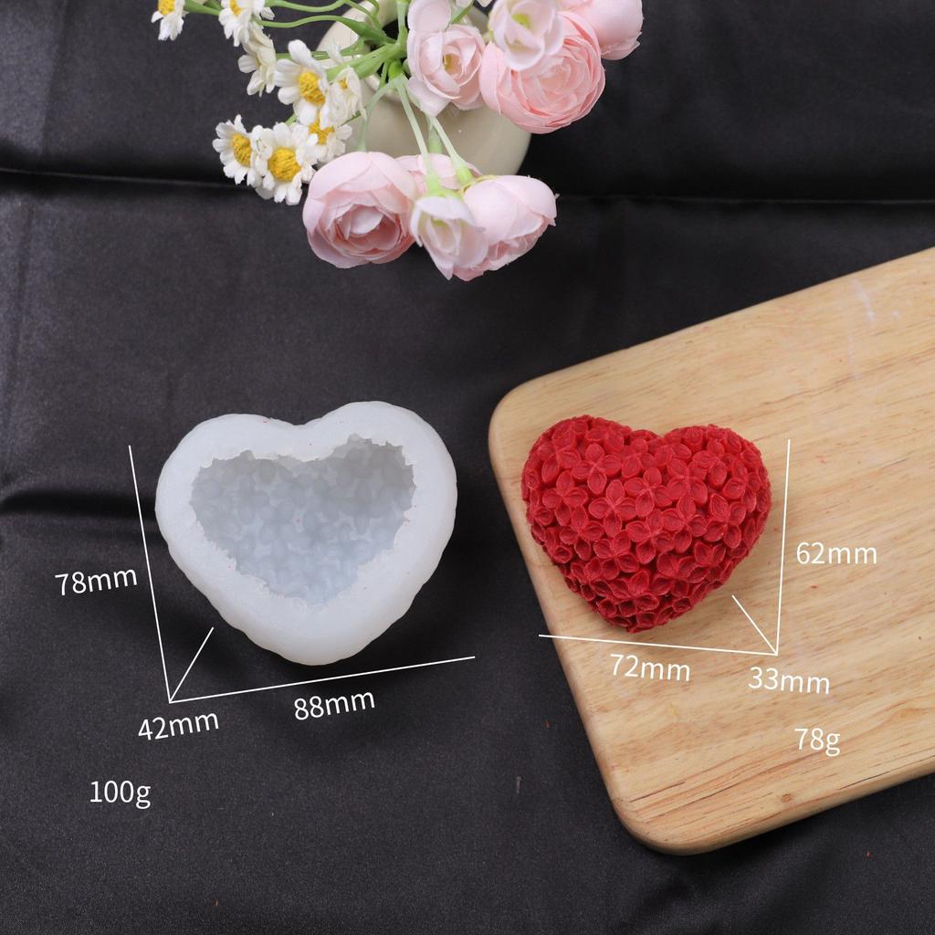 3D Love Heart Rose Flower Свеча Силиконовая форма Шоколадный мусс Инструмент для изготовления торта Мыло ручной работы Шарик глины Гипс Ароматизатор своими руками
