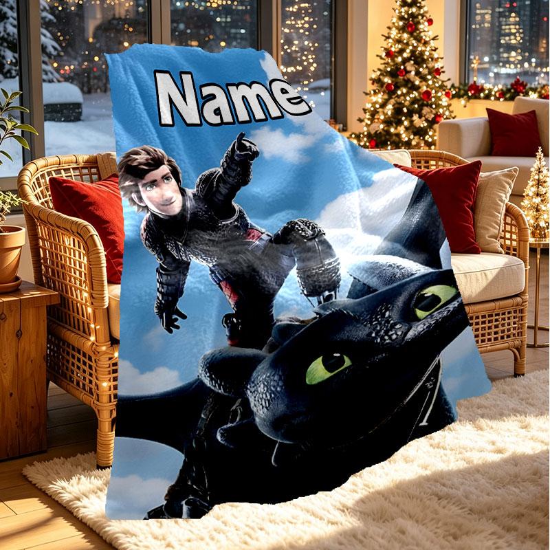 Custom Name Personalized How to Train Your Dragon Print Blanket, Home Decor, Bedroom, Sofa, Camping, Couch, Gifts for Birthday Christmas
