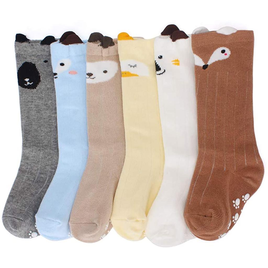 6 шт., милые нескользящие носки с героями мультфильмов для маленьких мальчиков и девочек