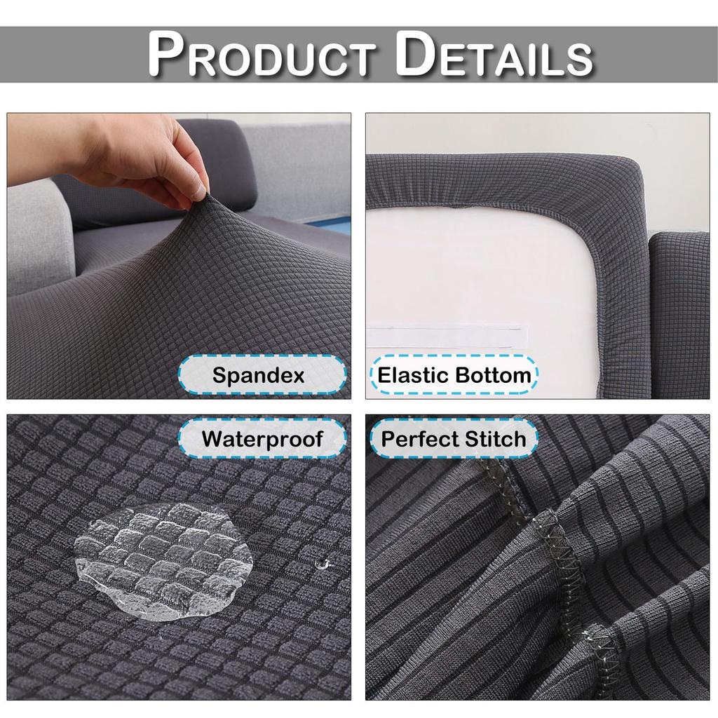 1 Piece Waterproof Stretch Jacquard Cushion Cover with Checks Extra Large Sofa Cushion Furniture Protector Sofa Cover Soft Flexibility