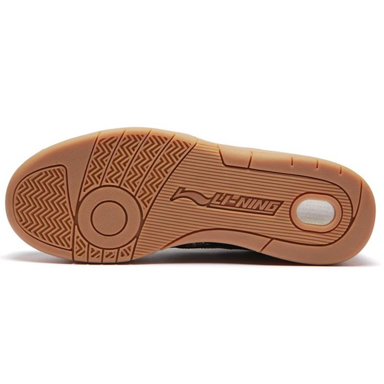 Li Ning Deluxe Low Leather Casual Fashion Slip Resistant Durable Lightweight Low Top Skate Shoes Women Sneaker Black AZGS046-3