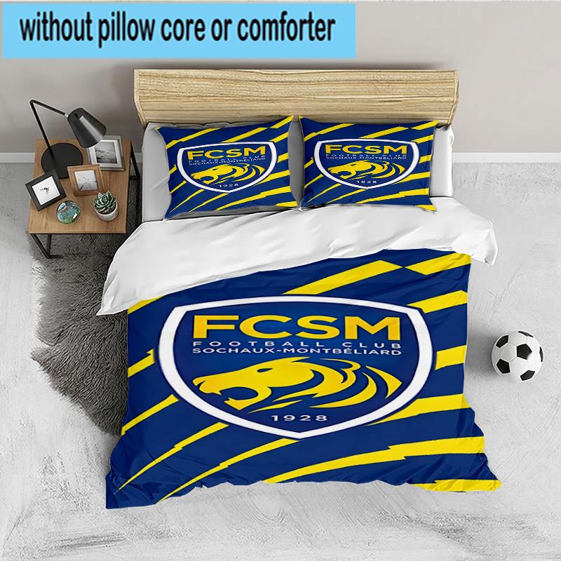 3PCS Fcsm Football Club Emblem Bedding set,Ideal for1pc Duvet Cover And 2pcs Pillowcases Perfect for Christmas gift,Ideal for Bedroom, Dormitory