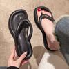 Fashion Thick Sole Eva Wedge Flip Flops Women Summer Beach Non Slip Platform Slippers Woman Fashion Clip Toe Wedges Heels Slides Sandals