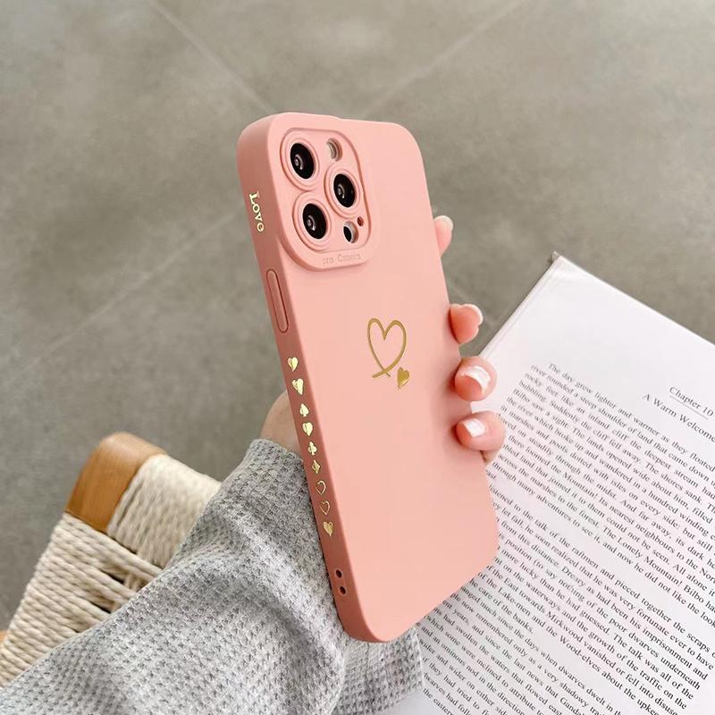 Матовый силиконовый чехол для телефона Love Heart для iPhone 11 12 13 14 15 Pro Max XS X XR 7 8 15 Plus SE 2020, защитная крышка объектива камеры