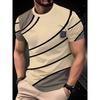 Men's 3D Digital Printed Striped T-shirt, Breathable Short-sleeved Round-neck Casual Sportswear Daily Wear Top for Business