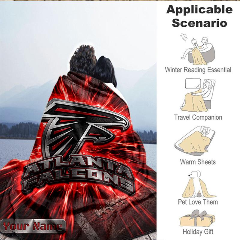 Custom Name Blanket Atlanta-Falcons Rise Up Blanket Bedding Blanket for Travel, Camping, Living Rooms, Offices, Sofas, Fan Christmas gift