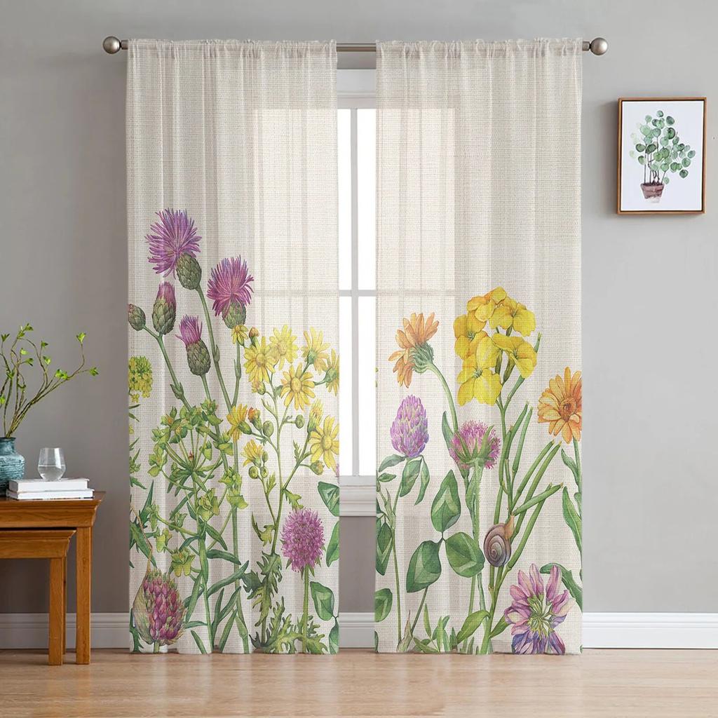 Тюлевые шторы с весенним цветком и бабочкой для гостиной, спальни, отеля, роскошное украшение, прозрачное