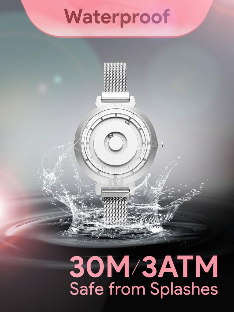 Магнитный шарикоподшипник кварцевый минимализм 36 мм серебристый серебристый нержавеющая сталь сетчатый ремень [EUTOUR] Часы, Дизайн, Женские часы, Часы, Повседневные, Водонепроницаемые,