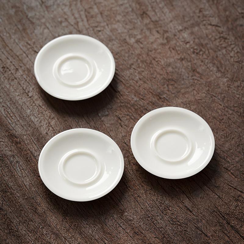 Chiyo, suet jade white porcelain tea cup holder, coaster ceramic kung fu tea set, tea ceremony anti-scalding and heat insulation mat